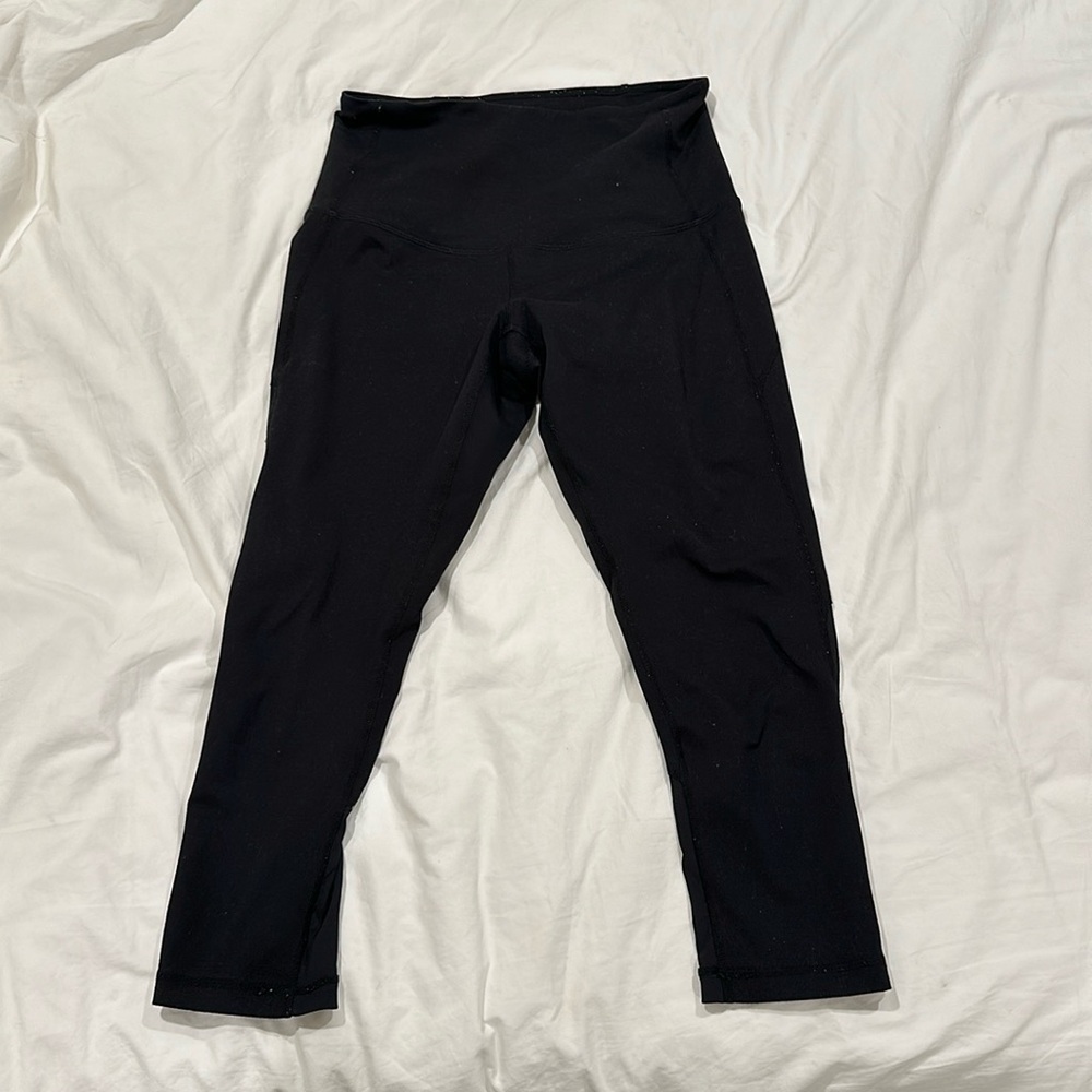 Zella studio high waisted legging - black - cropped with mesh calf - size small